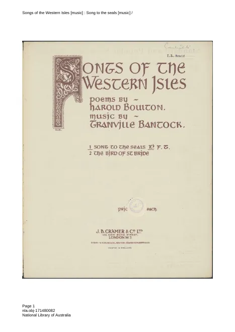 First page of Songs of the Western Isles