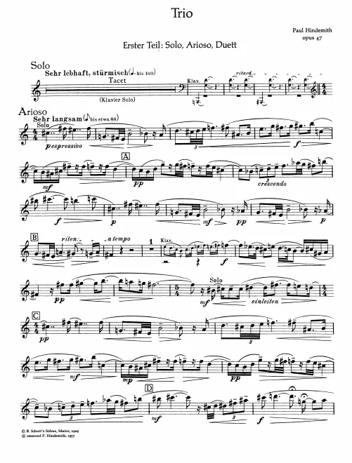 First page of Trio for Viola, Heckelphone, and Piano