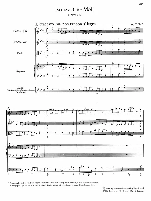 First page of Concerto in G minor