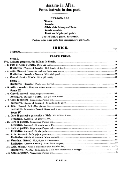 First page of Ascanio in Alba