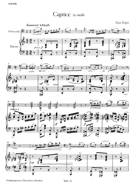 First page of Caprice for Cello and Piano