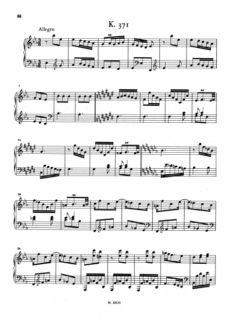 First page of Keyboard Sonata in E-flat major