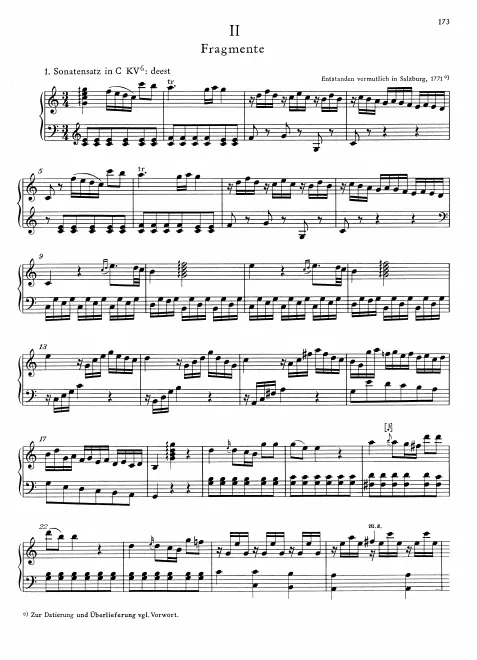 First page of Sonatensatz in C major, K.deest