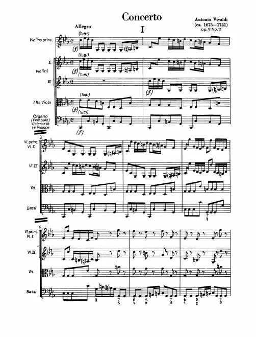 First page of Violin Concerto in C minor