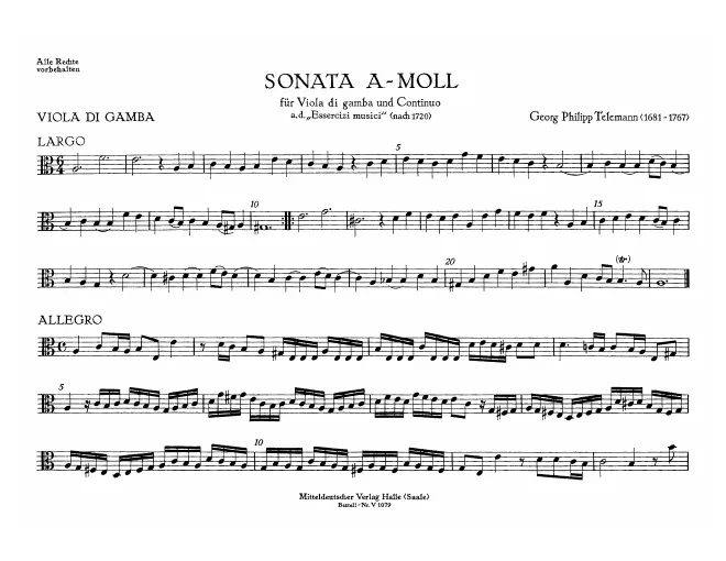 First page of Viola da Gamba Sonata