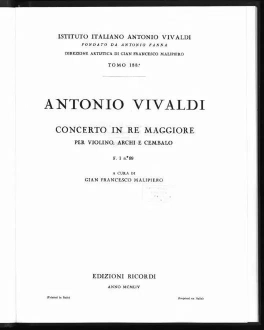 First page of Violin Concerto in D major