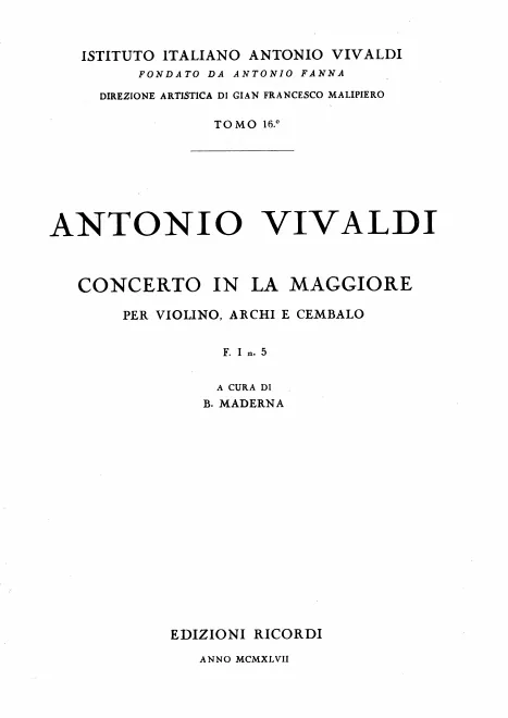 First page of Violin Concerto in A major
