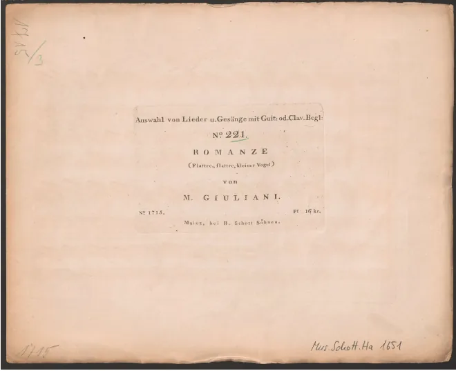 First page of Flattre, flattre, kleiner Vogel