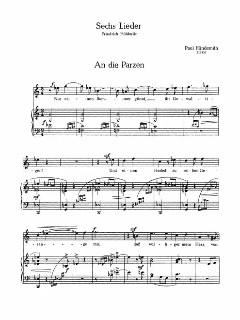First page of 6 Lieder nach Gedichten von Hölderlin