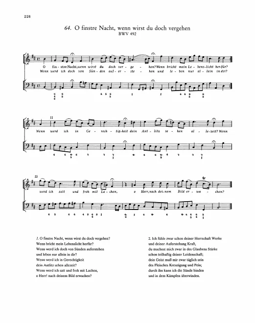 First page of O finstre Nacht, wann wirst du doch vergehen