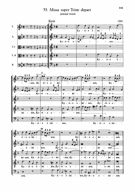 First page of Missa super Triste depart