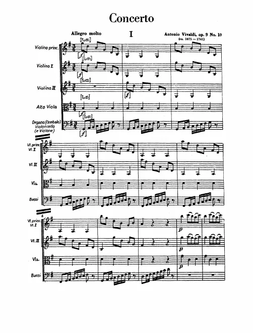 First page of Violin Concerto in G major