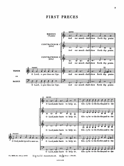 First page of First Preces and Psalms