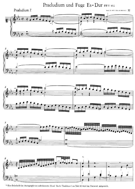 First page of Prelude and Fugue No.7 in E-flat major