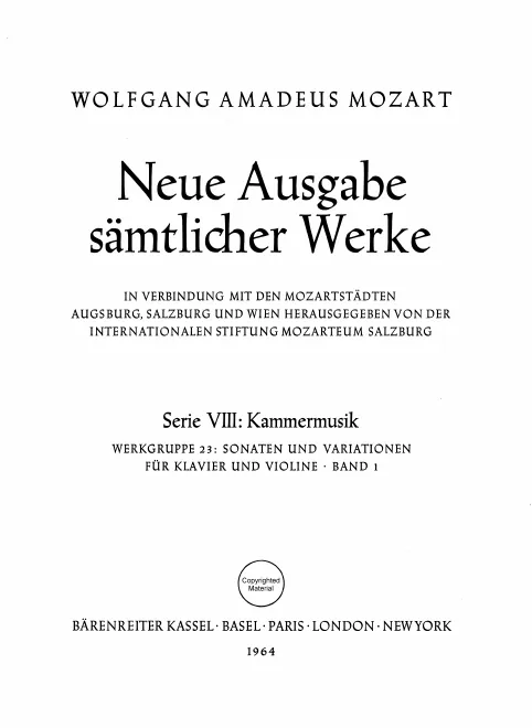First page of Neue Mozart-Ausgabe