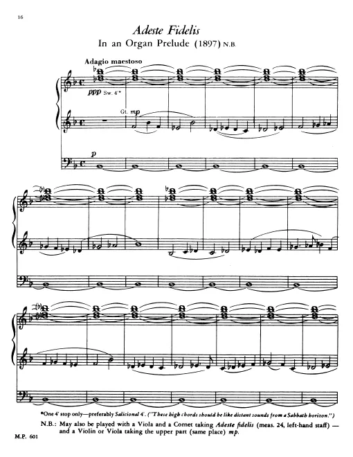 First page of 'Adeste fideles' in an Organ Prelude