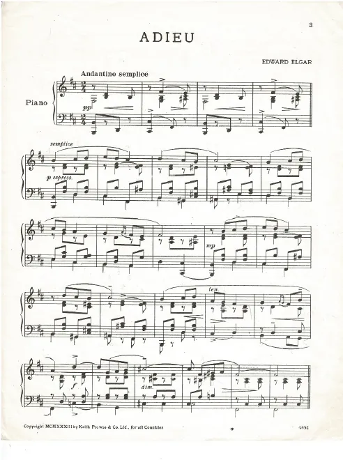 First page of Adieu