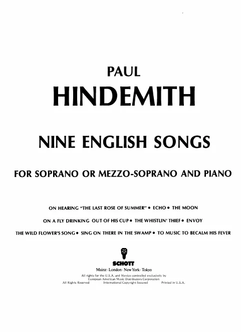 First page of 9 English Songs