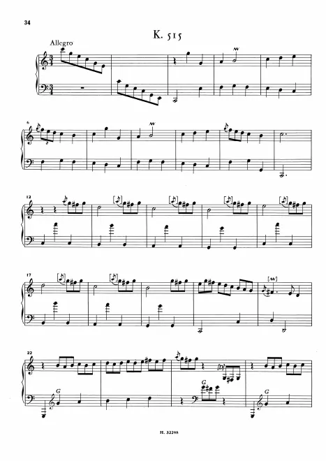 First page of Keyboard Sonata in C major
