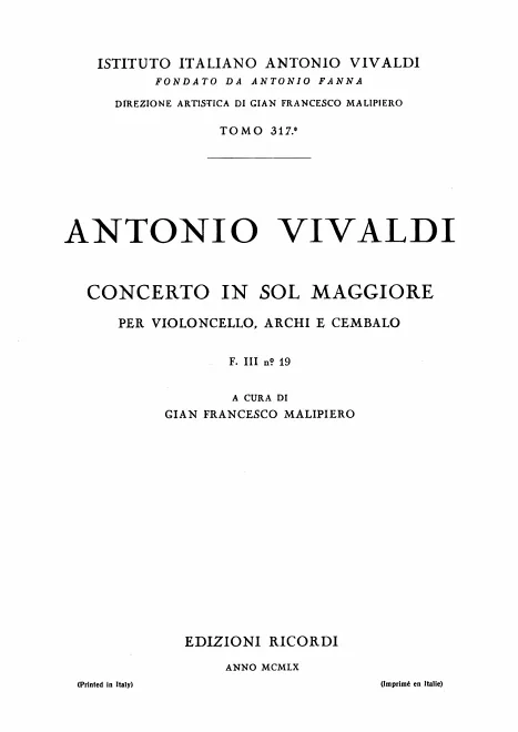 First page of Cello Concerto in G major