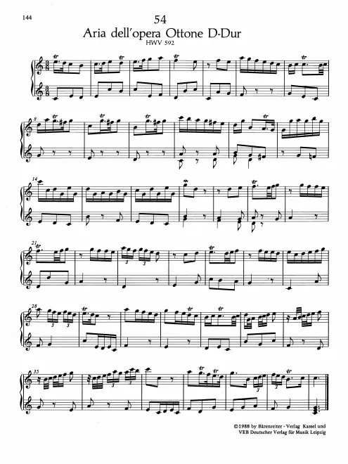 First page of Air in C major, HWV 592