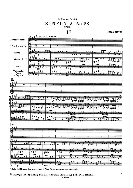 First page of Symphony No.28 in A major