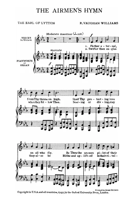 First page of The Airmen's Hymn