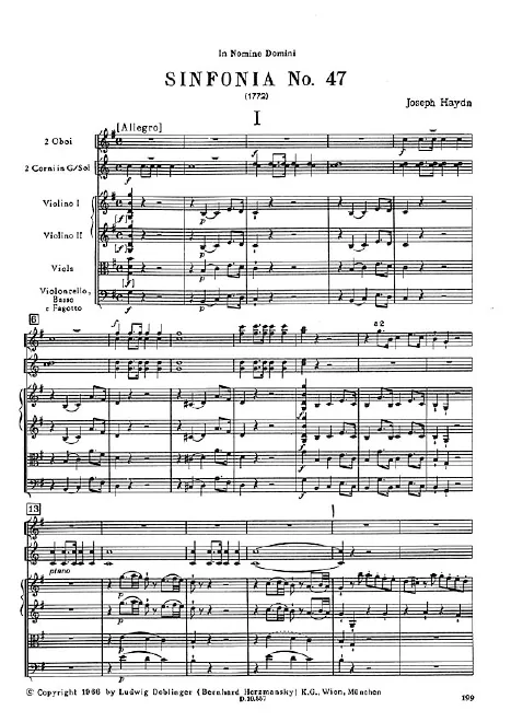 First page of Symphony No.47 in G major