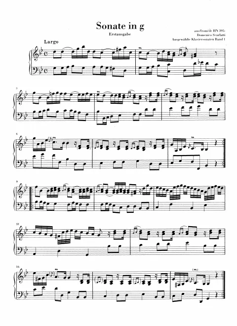 First page of Keyboard Sonata in G minor