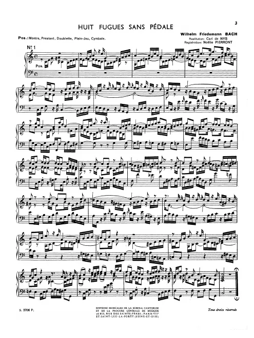 First page of Huit fugues sans pédale