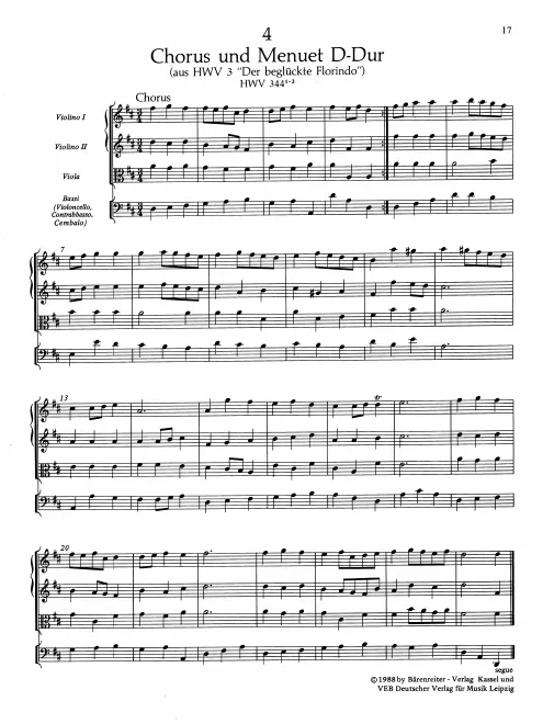 First page of Chorus and Minuet in B-flat major
