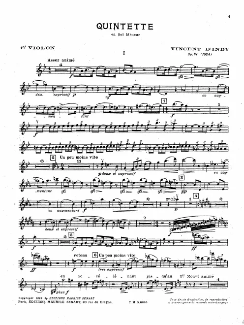 First page of Piano Quintet