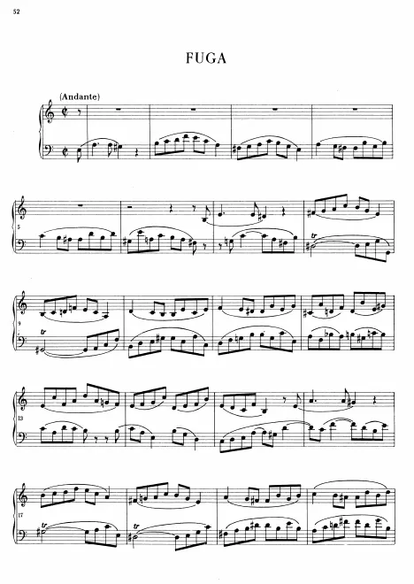 First page of Fugue in A minor