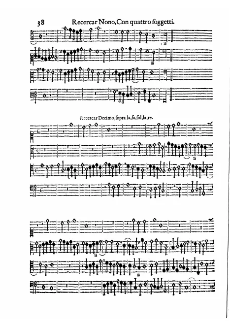 First page of Recercar decimo sopra la, fa, sol, la, re