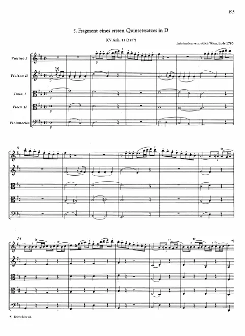 First page of String Quintet in D major