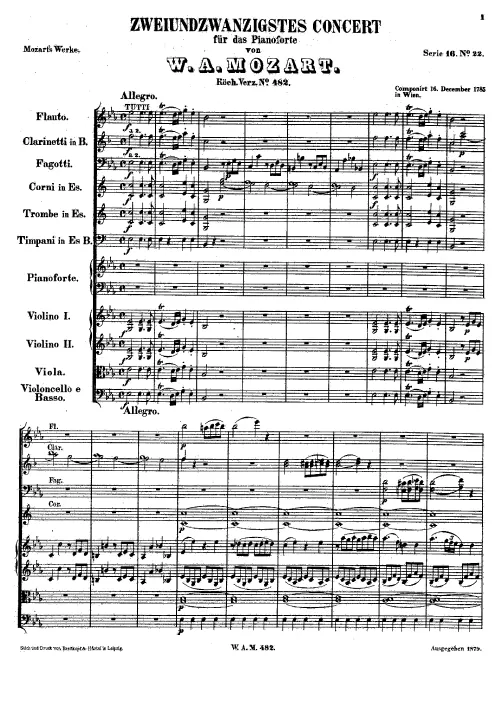 First page of Piano Concerto No.22