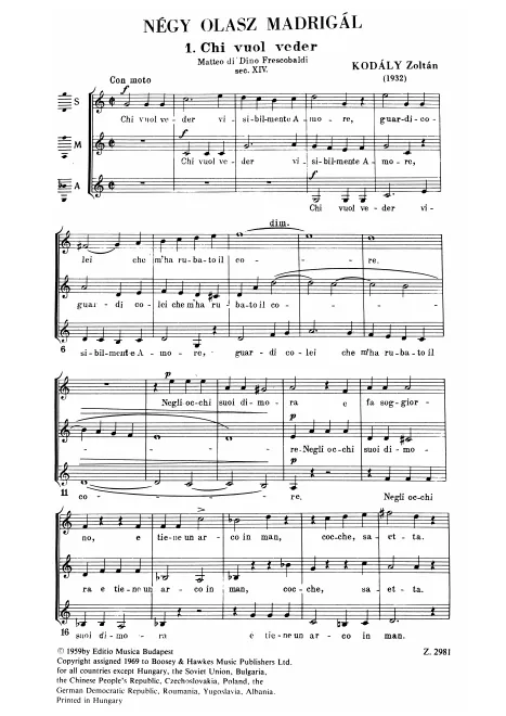 First page of 4 Madrigals