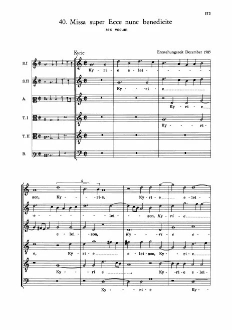 First page of Missa super Ecce nunc benedicite