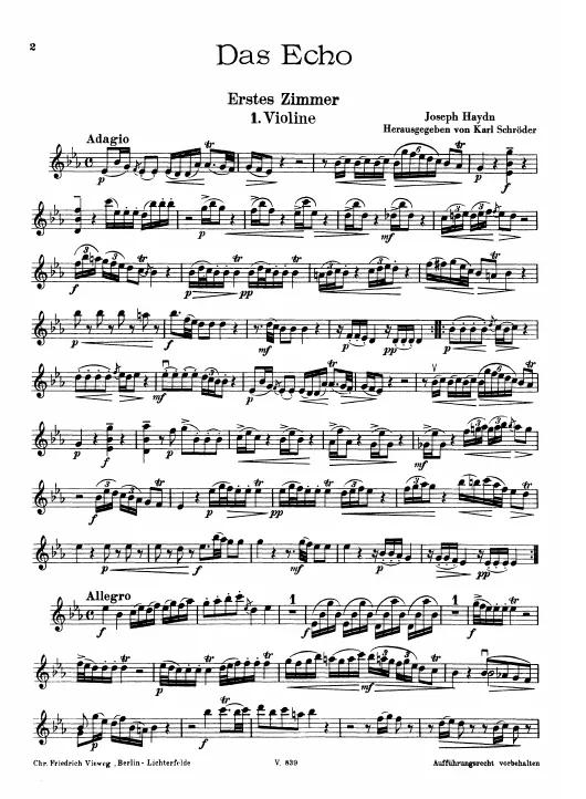 First page of Divertimento in E-flat major