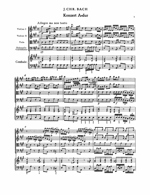 First page of Keyboard Concerto in A major