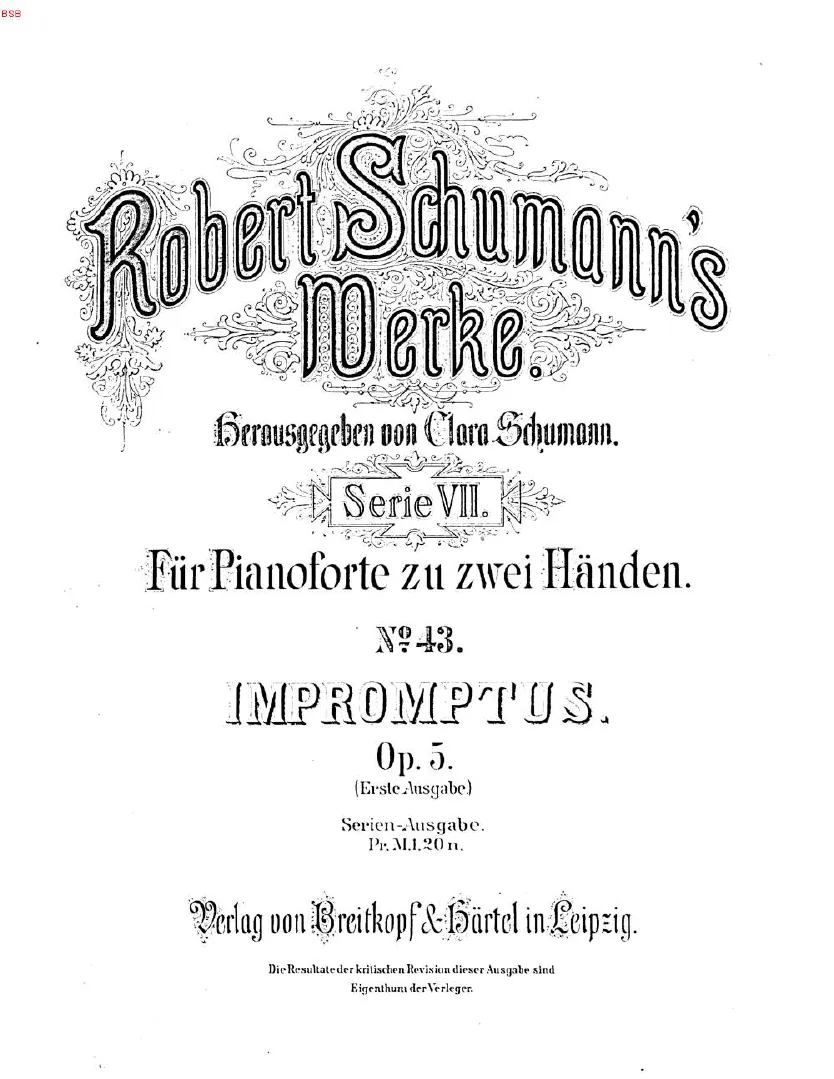 First page of Impromptus on a Theme of Clara Wieck