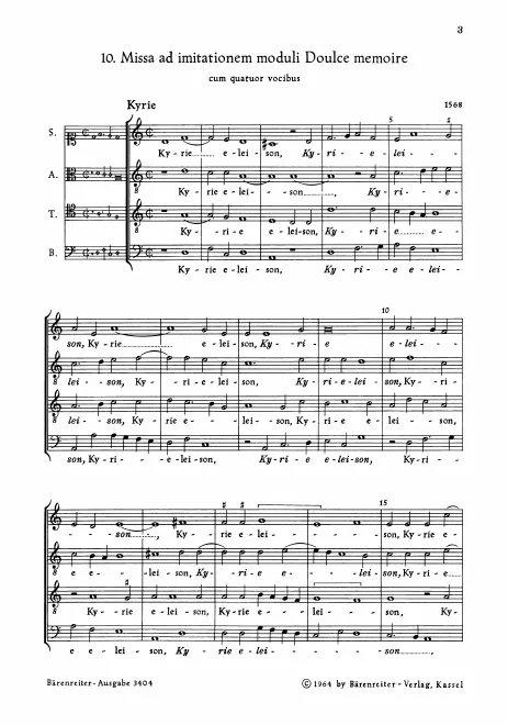 First page of Missa ad imitationem moduli Doulce memoire