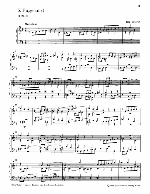 First page of Fugue in D minor