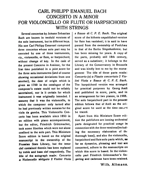 First page of Flute Concerto in A minor