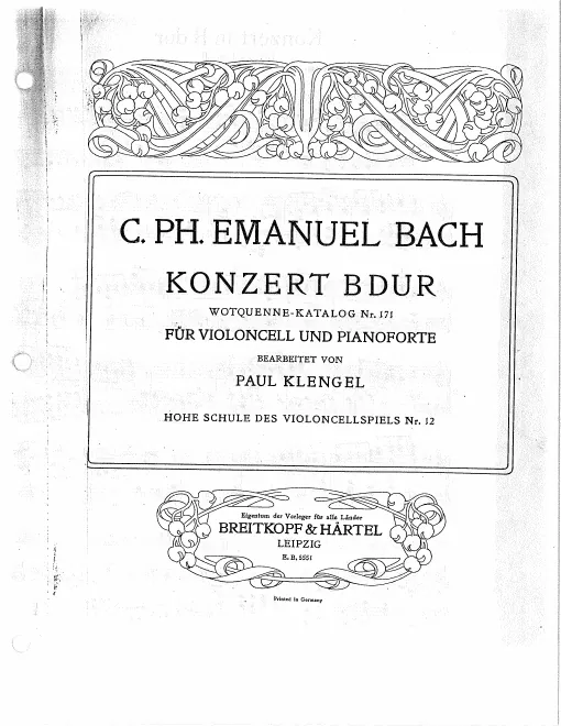 First page of Cello Concerto in B-flat major