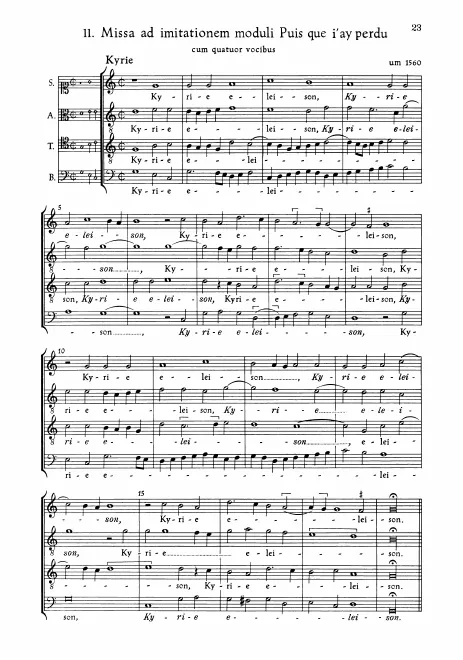 First page of Missa ad imitationem moduli Puisque j’ai perdu