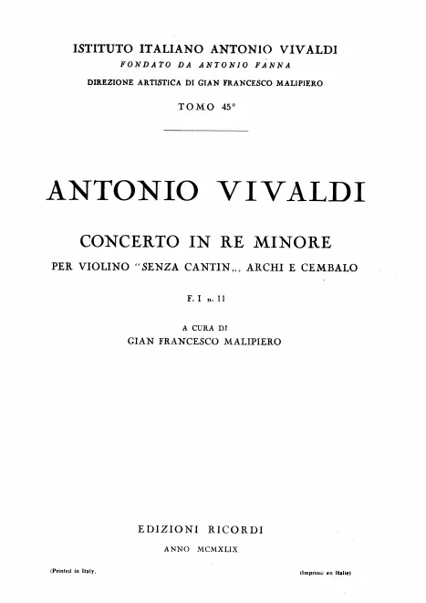 First page of Violin Concerto in D minor