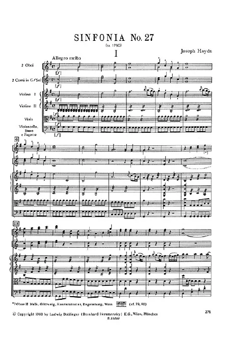 First page of Symphony No.27 in G major