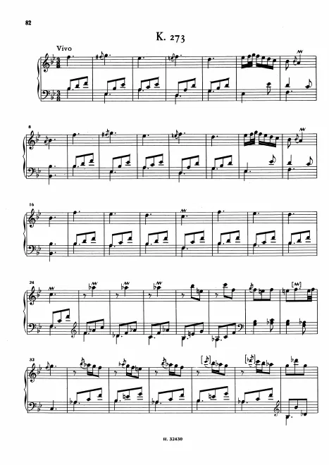First page of Keyboard Sonata in B-flat major