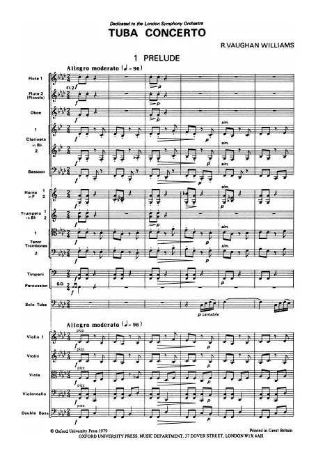 First page of Tuba Concerto